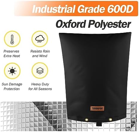 TOHONFOO Backflow Preventer Cover, Pipe Freeze Insulation, 14"Wx18"H, Black - Image 6