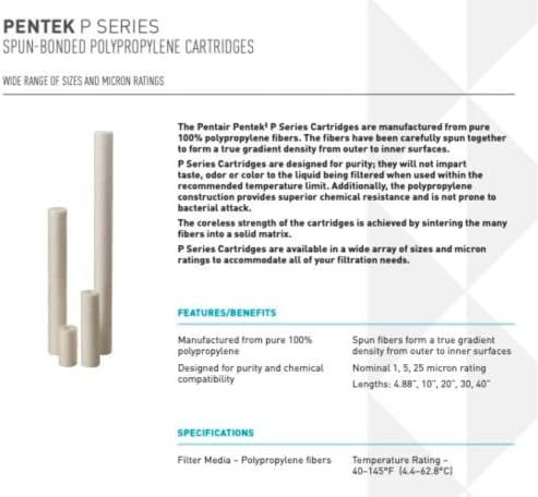 Pentair Pentek P25 Sediment Water Filter, 10-Inch, Under Sink Spun-Bonded Polypropylene Replacement Cartridge, 10" x 2.5", 25 Micron,White - Image 2