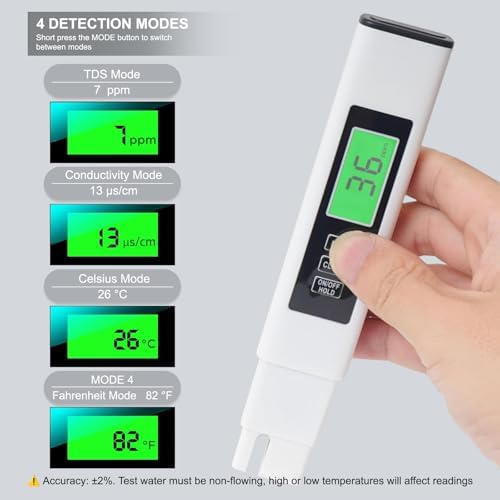 Digital TDS Meter for Drinking Water, 2025 New Water Tester 4 in 1 TDS, EC & Temperature Meter, Accurate & Reliable 0–9990 PPM Meter, Ideal for Aquariums, Swimming Pool, RO/DI System, Hydroponics - Image 3