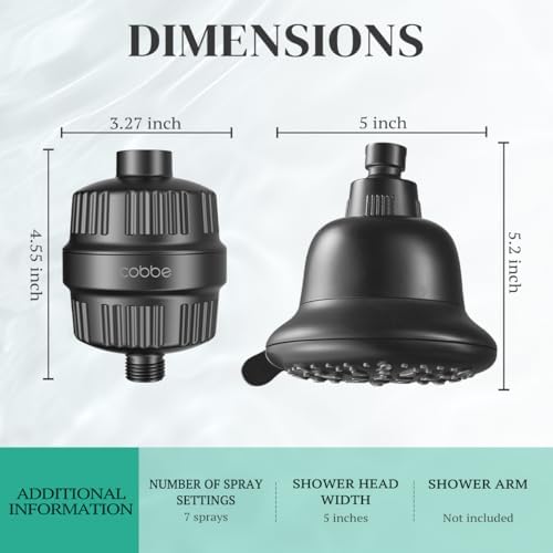 Cobbe Luxury Filtered Shower Head, 7 Spary with 16+20 Stages Filtration - Image 6