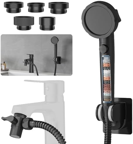 Sink Hose Sprayer Attachment for Faucet, 5 Adapters, Black by HEROBAI