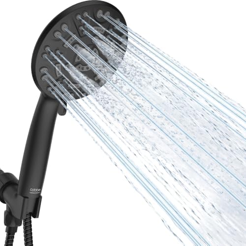 Cobbe 8-Setting Handheld Shower Head, Water-Saving Design, Matte Black by Cobbe