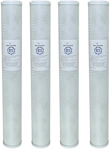 KleenWater Carbon Block Water Filters, 2.5 x 20 Inch Replacement Cartridges, Made in Taiwan, Set of 4, Compatible with RONAQUA, Tier1 EPM-20, iSpring FC25X4 and WCBCS20 by KleenWater