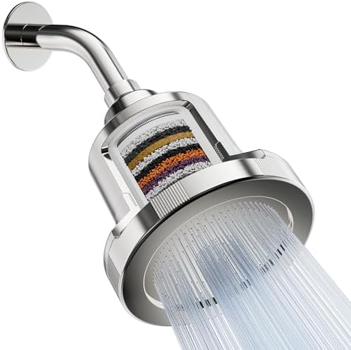 Mist Shower Filter Head for Hard Water Improves Skin, Hair, and Nails - Large, High Output Filtered Shower Head with Filter Softens Water and Removes Chlorine and Heavy Metals, Chrome by MistWaterAirFilters