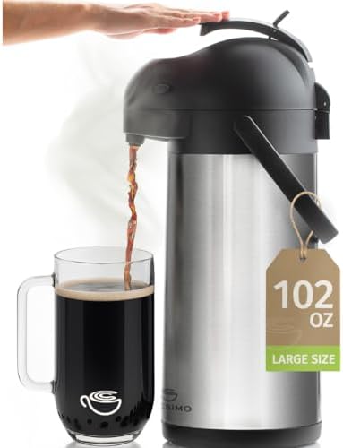 Cresimo Coffee Carafe with Pump 102oz / 3L Airpot Large Hot Water Dispenser by Cresimo