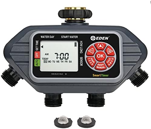 Eden 93413 Programmable Digital Water Timer 4-Zone, Compatible with Wireless Soil Moisture Sensor by EDEN