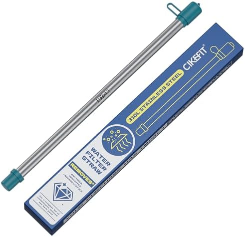 Personal Survival Straw.316L Stainless Steel Reusable Water Filter Straw Portable Water Purifier Straw for Camping Hiking Backpacking Travel, Emergency Survival Gear（ Dark Green,1 Pcs） by Unknown