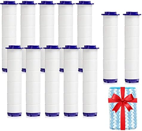 12 Pack PP Cotton Replacement Filter Cartridges with Cleaning Towel, Compatible with High Pressure Turbo Vortex Handheld Shower Heads by Besititli