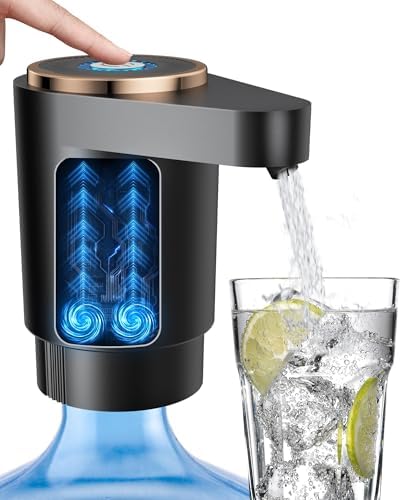 Water Jug Pump for 5 Gallon Bottle – Portable Electric USB-C Charging Dispenser, Dual Powerful Motors, Fast Flow, Fits 2-5 Gallon Jugs – Ideal for Home, Office, Camping, RV, Black by Unknown