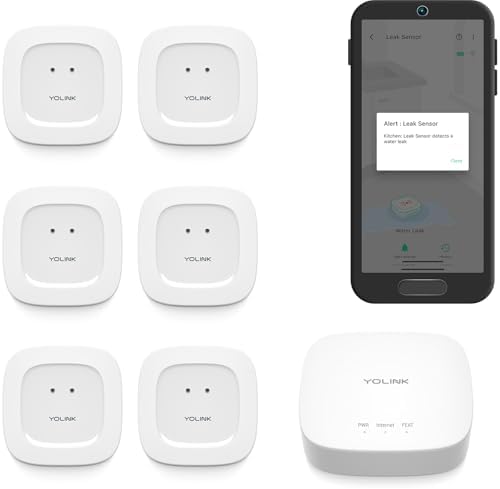 YoLink Water Leak Sensor 1 Kit: 6-Pack + Hub by YoLink