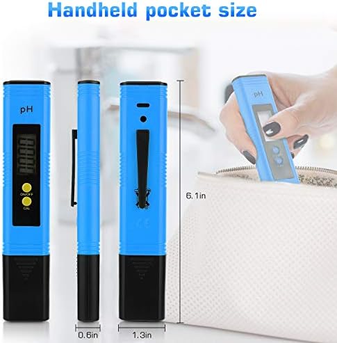 PH Meter for Water Hydroponics Digital PH Tester Pen 0.01 High Accuracy Pocket Size with 0-14 PH Measurement Range for Household Drinking, Pool and Aquarium (1, Blue, Normal) - Image 3