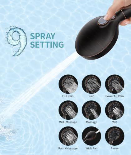 SR SUN RISE Filtered Shower Head with Handheld High Pressure 9 Spray Mode Showerhead Detachable Shower Head Water Softener Filters Beads for Hard Water Remove Chlorine 1 Filter Black Brown - Image 4