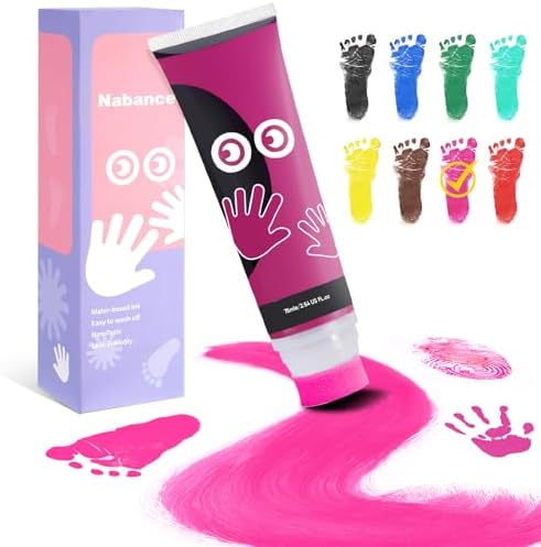 Baby Hand and Footprint Paint, Sponge Head, Baby Safe Paint, Hot Pink by WelcometoNabance