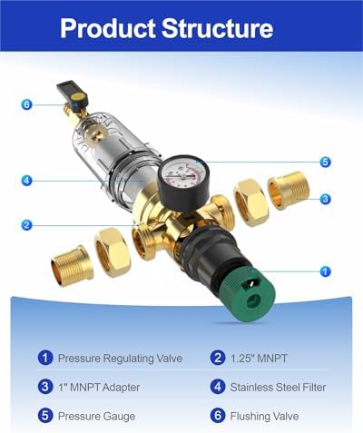 Water Pressure Regulator, with Spin Down Sediment Filter 3/4 Inch - Image 3