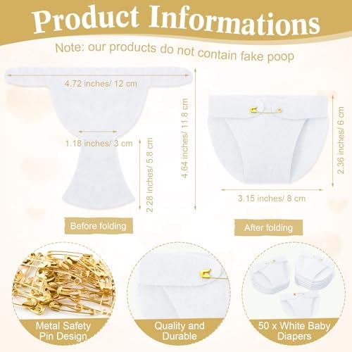 Roowest 51 Pcs Dirty Diaper Baby Shower Games, Sun - Image 3