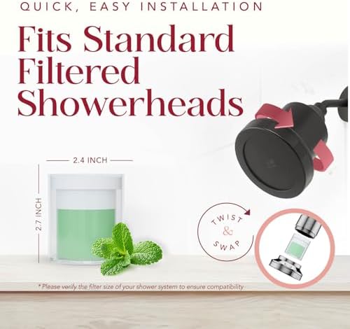 Vitamin C Shower Filter Replacement Cartridge + Shower Steamers Aromatherapy - K Beauty Skin & Hair Enhancement, Universal Water Filter Replacement for AquaBliss - Peppermint - Image 7
