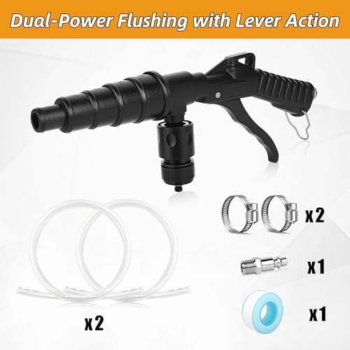 Coolant Flush Gun, heater core flush kit with Lever Action Air,Includes 2 PCS 4" Garden Hoses, with Multi-Size Nozzles for 19-40mm Hoses, for Automotive Coolant System Flush,Heater Core Cleaning - Image 3