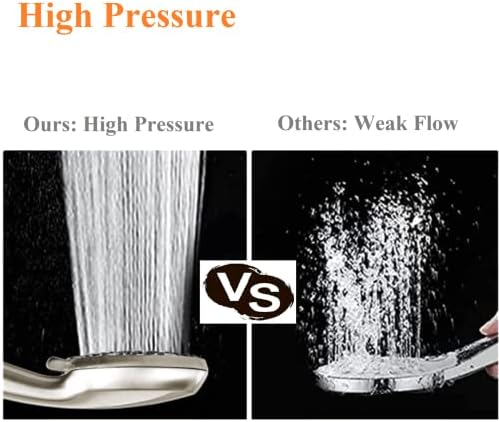 High Pressure Shower Head with Handheld - 5 Spray Settings High Flow Detachable Rain Shower Heads with 60” Extra-long Stainless Steel Hose and Adjustable Bracket with Brass Joint – Brushed Nickel - Image 3