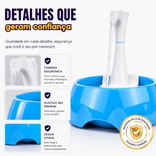 Aqua First Pet Water Fountain – Automatic Water Dispenser for Dogs, Cats, and Small Pets – Indoor Hydration Bowl – 1.2L/42 fl oz – Blue - Image 4