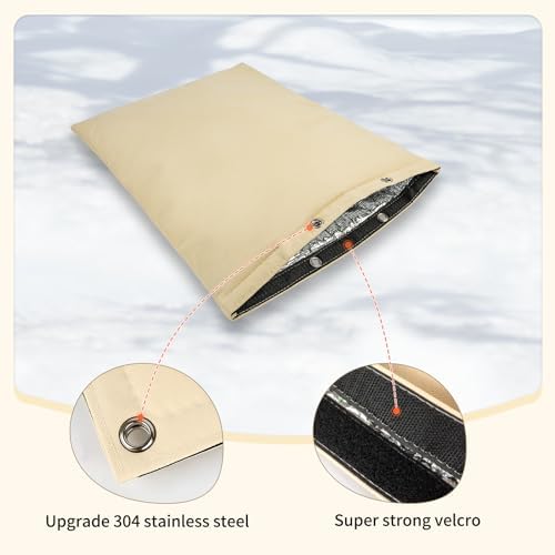Outdoor Backflow Preventer Cover, Pipe Insulated Pouch for Freeze Protection, Winter Thicken Fabric Sprinkler Valve Insulation Cover for Outside Irrigation Pipe & Water Well Pump (Beige, 21”H X 16”W) - Image 5