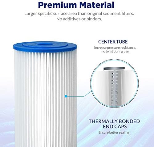 Membrane Solutions 20 Micron Pleated Water Filter Home 10"x4.5" Whole House Heavy Duty Sediment Replacement Cartridge Compatible with ECP10-1,ECP20-BB,R50-BBSA,FXHSC,CB1-SED10-BB (4 Pack) - Image 5
