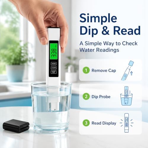 3 in 1 TDS Meter, EC/TDS/Temp Water Tester for Drinking Water, 0-999 PPM - Image 2