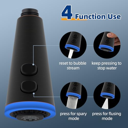 LED Kitchen Faucet Head, Temperature Display, 4-Mode Spray, Rubbed Bronze - Image 2
