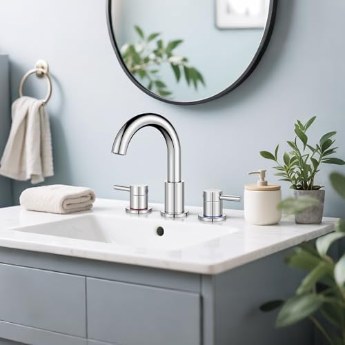 Bathroom Sink Faucet 3 Hole Chrome, 2-Handle Widespread Faucet - Image 3