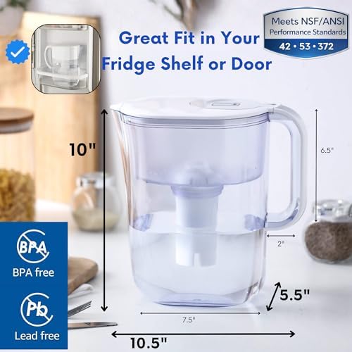 10-Cup Water Filter Pitcher with 5 Replacements, Electronic Change Reminder - Image 2