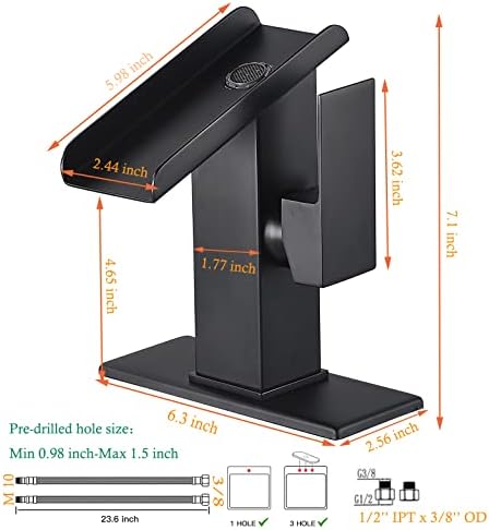 Black Bathroom Faucet Waterfall 1 Hole Bath Lavatory Vanity Sink Faucet Single Handle Modern Basin Tap Brass Deck Mount Commercial - Image 2