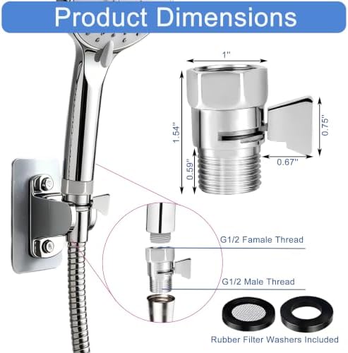 Shower Head Shut Off Control Valve, Pressure Reducer, Flow Restrictor - Image 2
