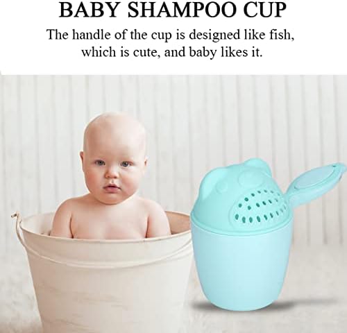 RiToEasysports Baby Bath Cup, Baby Shampoo Cup Cute Kid Wash Hair Rinser Bathing Flusher Protection Eye for Kids Green Pink (Green) - Image 4