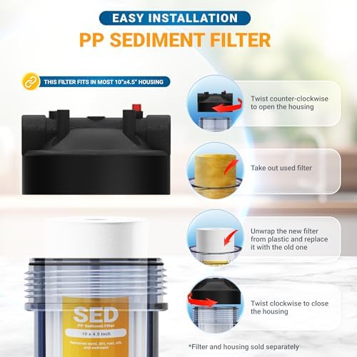 Max Water 5 Micron 10 x 4.5 Whole House Sediment Water Filter Well Water 10-inch Big Water Filter Replacement Cartridge Compatible with W15-PR, DGD-5005, AP810, HD-950A, WFHD13001B, 4-Pack - Image 5