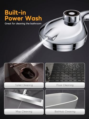 High Pressure Handheld Shower Head Chrome,9 Function Sprays Magnetic Rain Shower Head with Handheld,Anti-clog Nozzles, Built-in Power Wash to Clean Tub - Image 5