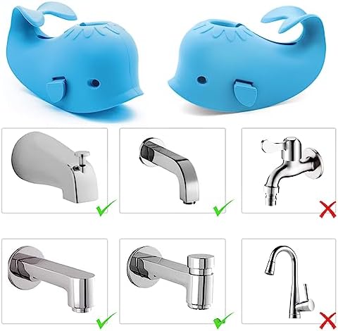 Baby Bathtub Faucet Cover, Faucet Cover Baby Bathtub Spout Cover, Bath Spout Protective Cover, Bathtub Safety Spout Guard, Baby Safety Protection Silicone Kit, Blue Whale Protector - Image 6