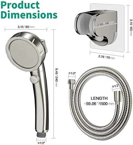 High Pressure Shower Head with Handheld, Brushed Nickel - Image 5