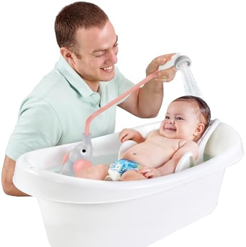 Yookidoo Baby Bath Shower Head - Elephant Water Pump and Trunk Spout Sprayer - One Handed Flow Control for Newborn Babies in Tub Or Sink (Pink) - Image 2