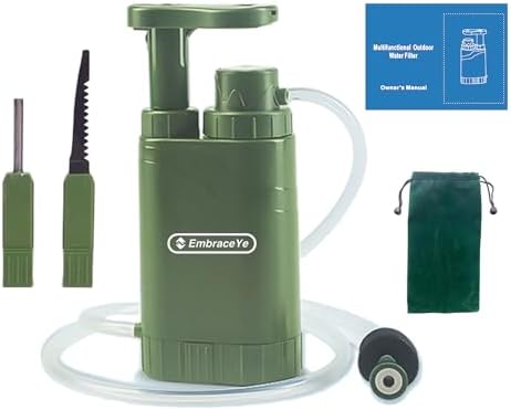【Outdoor Water Filter Multipurpose for Survival】- Portable Hiking Water Filtration System - Water Purifier for Hiking, Travel, and Emergency - Hand Pump Water Filter by Unknown