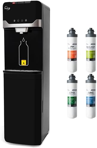 iSpring Bottleless Water Dispenser with Built-in 4-Stage Filtration, Hot/Cold/Room Temp, Self Cleaning, Stainless Steel, Model: DS4B by iSpring