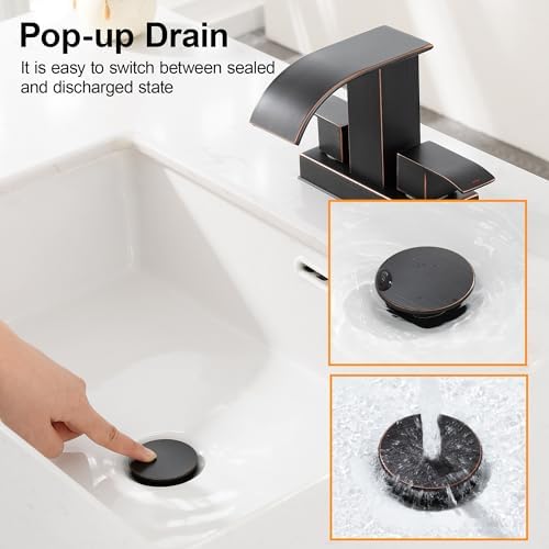 TIORIY Pop Up Bathroom Sink Drain - Bathroom Sink Stopper with Overflow for Faucet Vessel, Push Type Bathroom Sink Vanity Assembly with Strainer, Oil Rubbed Bronze - Image 7