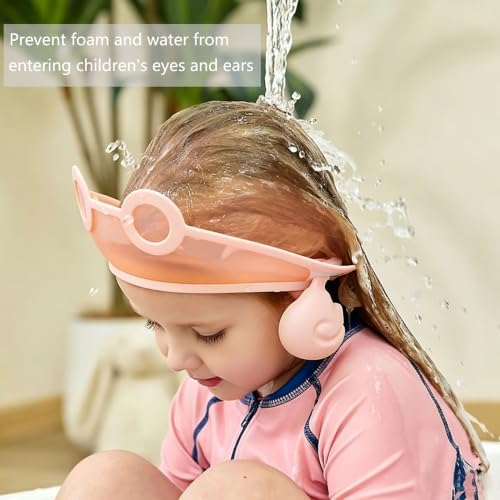 Baby Shower Cap Washing Hair Visor Shield Kids Bath Shampoo hat Toddler Prevents Water from Pooling in Face (Pink pilot) - Image 3