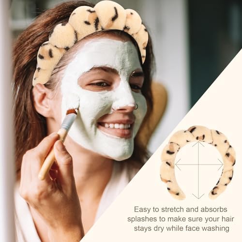 3 Pack Terry Cloth Headbands - Puffy Hair Bands for Skincare, Makeup, and Face Washing with Sponge - Image 4