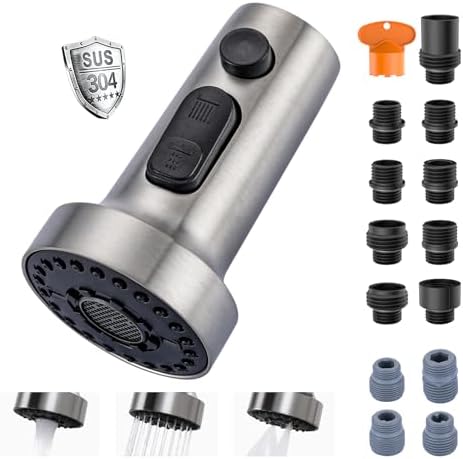 ARCORA Stainless Steel Kitchen Faucet Head with 13 Adapters, 3 Modes by ARCORA