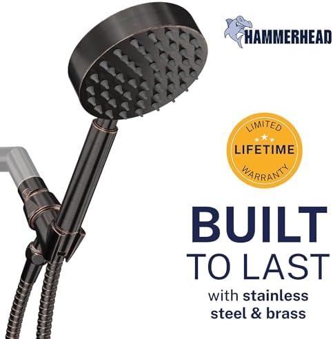 HammerHead Metal Handheld Shower Head High Pressure, 6ft Long Shower Hose - Image 2