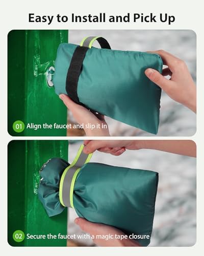 Outdoor Faucet Covers for Winter Freeze Protection, Kanosan 8.3"H X 6.7"W Thickened Reflective Outside Spigots Covers Hose Bib Insulated Sock for Winter Cold Weather, 8 Pack Matcha Green - Image 6