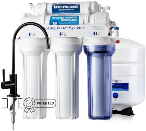 iSpring RCC7-BLK, NSF/ANSI 58 Certified, 5-Stage Reverse Osmosis System, RO Water Filter System Under Sink, Drinking Water Filter, 75 GPD, Stylish Black RO Faucet by iSpring