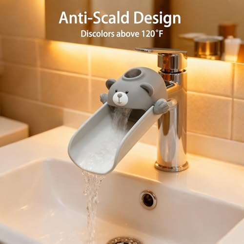 SKYROKU Faucet Extender for Toddlers with Temperature Sensor, Cute Bear - Image 3