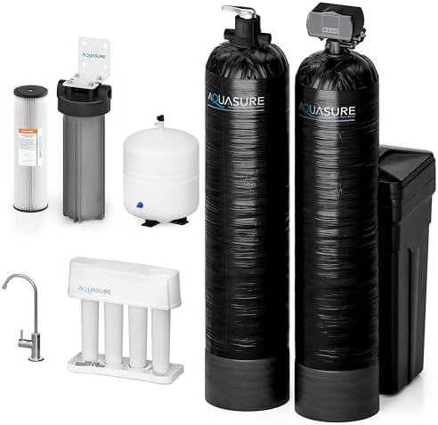 Aquasure Signature Elite Complete Whole House Water Treatment System with Digital Metered Control Water Softener, Conditioner and 75 GPD RO Reverse Osmosis Filtration (72,000 Grains) by Aquasure