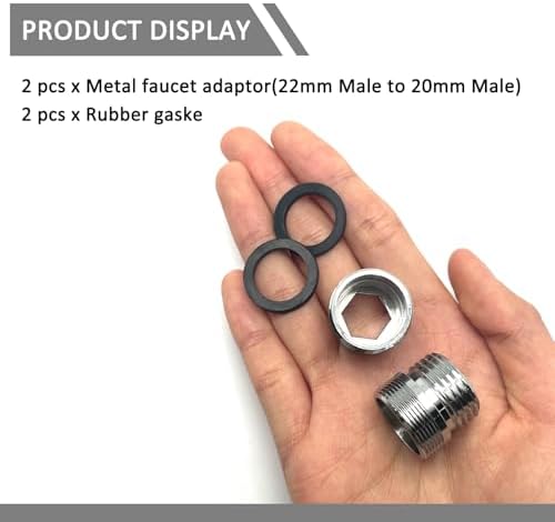 2 Pcs 22mm Male to G1/2 Male Thread Metal Faucet Adaptor,Brass Kitchen Sink Aerator Adapter,For Connecting Water Filter,Garden Hose,With Gaske - Image 5
