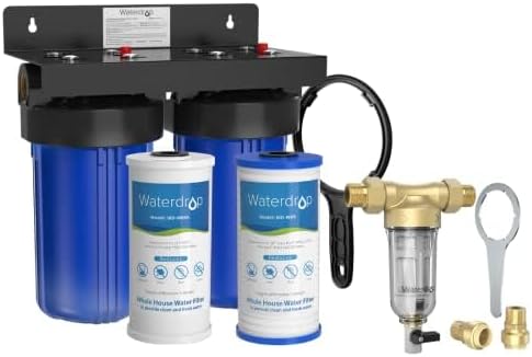 Waterdrop WHF21-PG 2-Stage Whole House Water Filter System, with RPFK Spin Down Sediment Filter, Bundle by Waterdrop